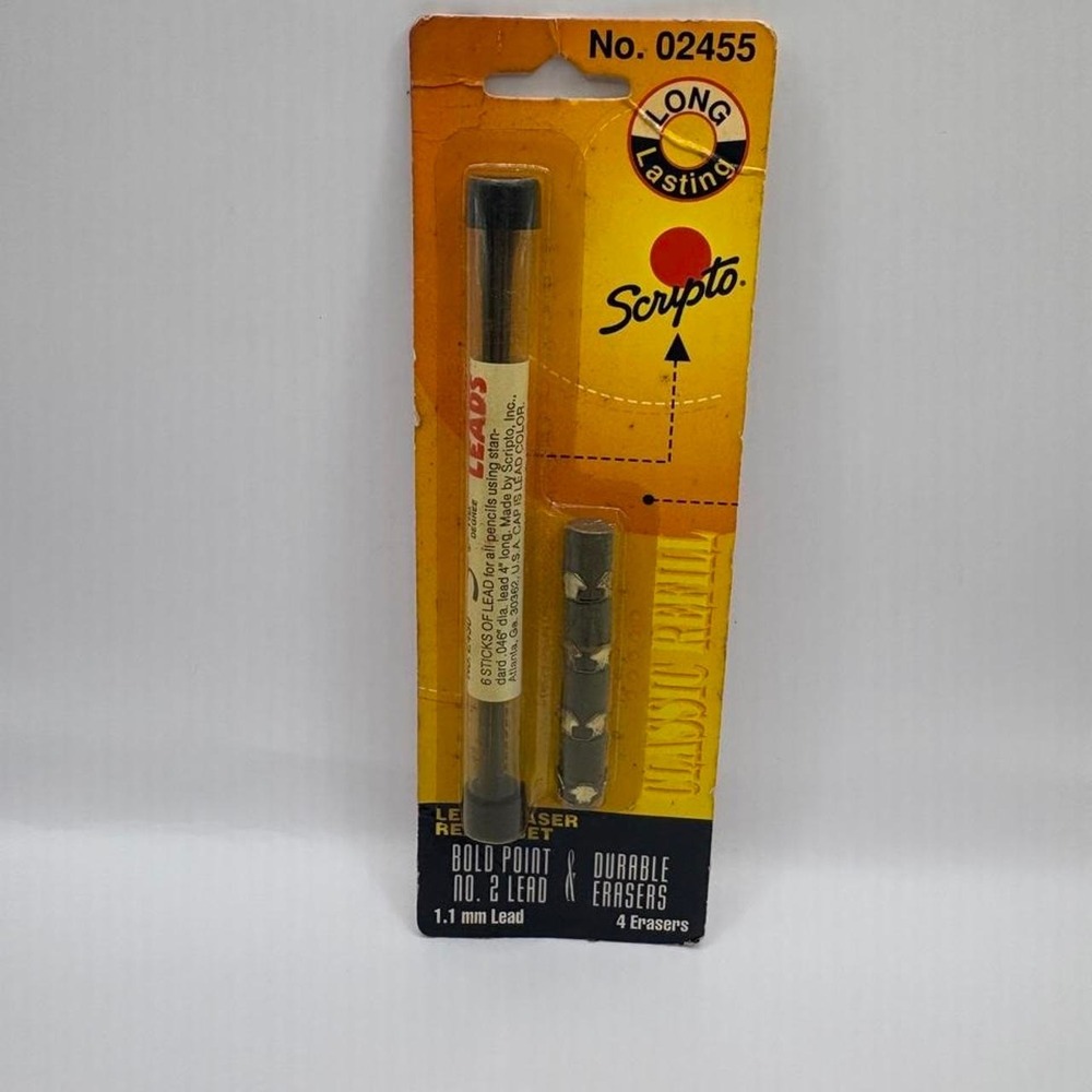 Vintage 1993 Scripto Classic Lead Eraser Refill Set 02455 1.1mm NOS Sealed